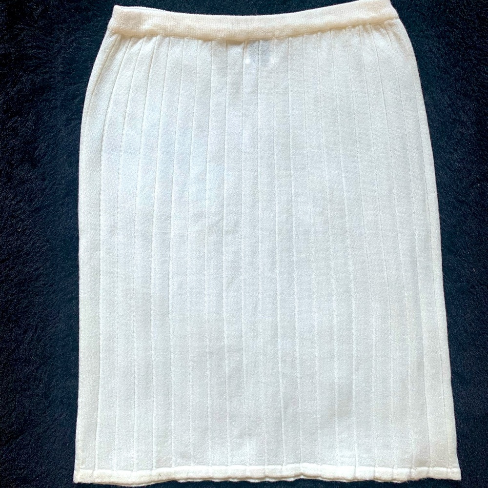 Vintage Jason Maxwell Off-White Acrylic Pencil Skirt Sz M NWOT RN #34570